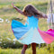 Girls Sleeveless Rainbow Stitching Dress
