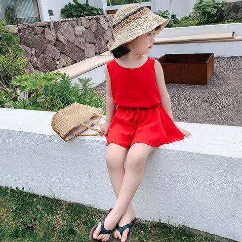 Girls Summer Vest Shorts Casual Suit