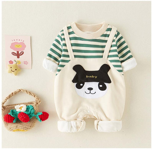 Autumn Men's Baby Jumpsuit Long Sleeve Cartoon Outer Wear Ha Coat Cotton Climbing Suit