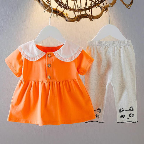 Baby girl summer short sleeve two-piece set