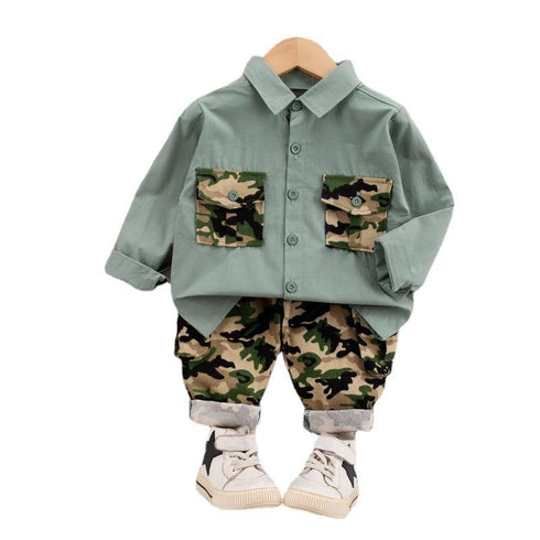 Spring and Autumn Children's Shirt Set Two-Piece Set