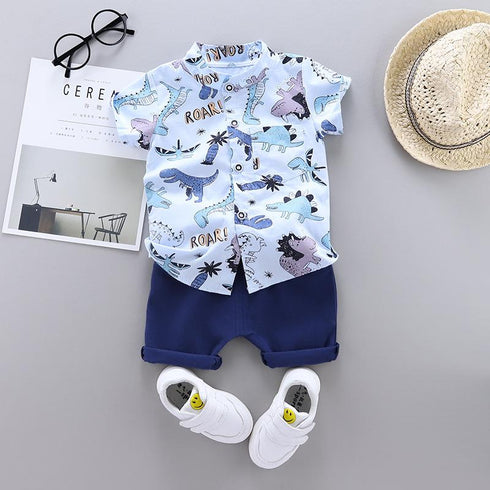 Summer Boys Dinosaur Print Short Sleeve Set