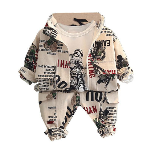 Boys' Spring and Autumn Sports Three-Piece Set