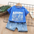 Boys summer suit short sleeve denim shorts two-piece set