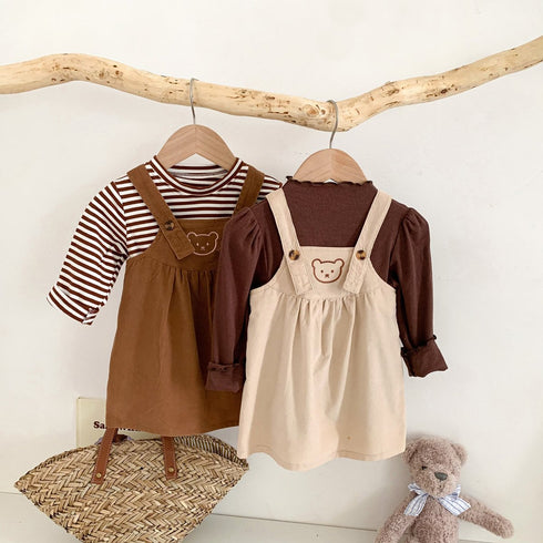 Corduroy Strap Dress Bear Princess Dress