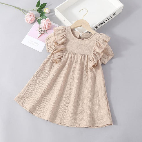 Summer Girls Solid Color Simple Dress