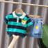 Summer boys striped short-sleeved shorts two-piece set