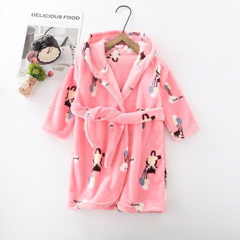 Fall/winter flannel bathrobe padded boys and girls nightgown pajamas