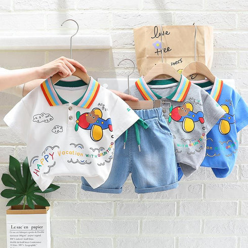 Rainbow Polo Shirt And Shorts Boys' Suit