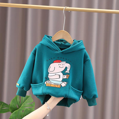 Boy's winter velvet hooded sweater