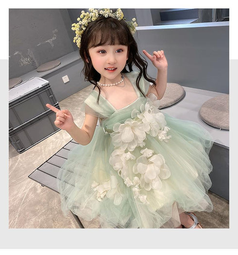 New Summer Girl Dress Party Birthday Dress Flower Princess Dress