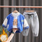 Boys winter plus velvet baseball suit sports pants set of three