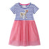 Girls' Dress Spring And Summer European And American Style Cartoon Embroidered Mesh Dress