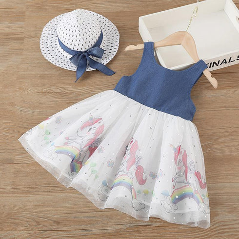 Girls' Summer Fashion Unicorn Dress