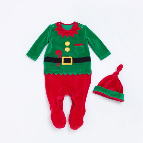 Baby long sleeve padded coral fleece Christmas jumpsuit warm long climbing suit