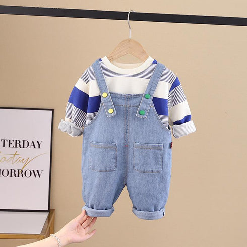Baby Denim Strap Two-Piece Set