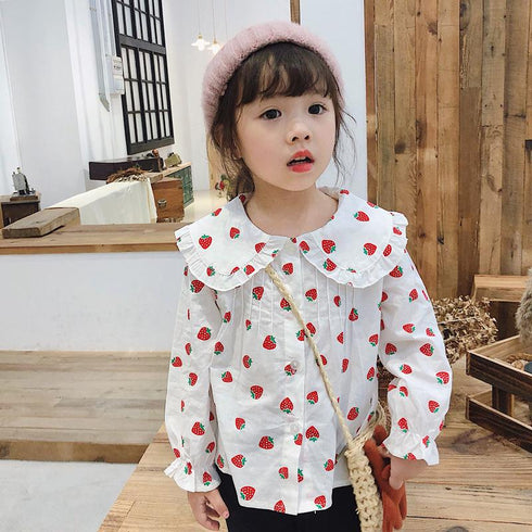 Korean children's shirt spring and autumn long sleeve white jacket