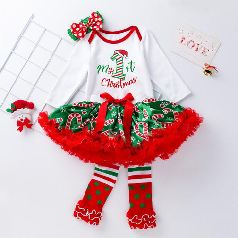 Christmas baby princess dress socks 3-piece baby dress