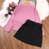 Spring and Autumn Girls Knitted Long Sleeve Skirt Two-Piece Set