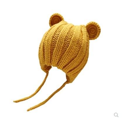 Autumn and winter bear ear wool warm knit cap 16.5-20.4 inches