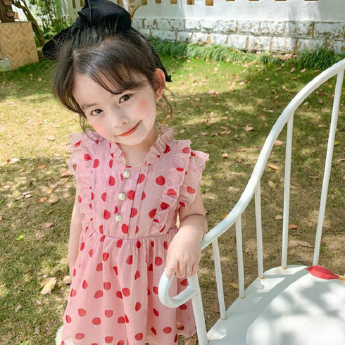 Girls' Summer Dot Sleeveless Princess Dress