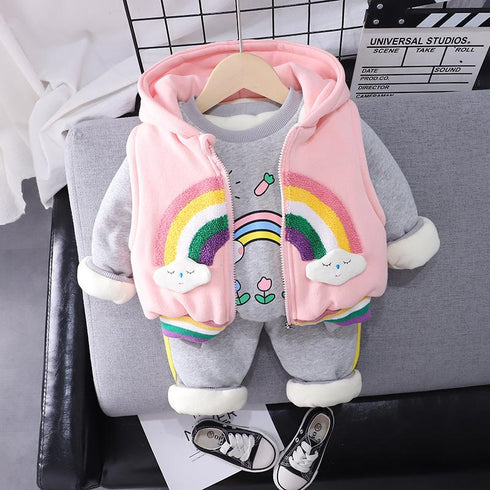 Winter girls plus velvet suit set of three