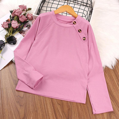 Spring and Autumn Girls Knitted Long Sleeve Skirt Two-Piece Set
