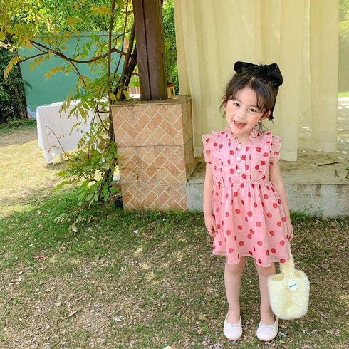 Girls' Summer Dot Sleeveless Princess Dress