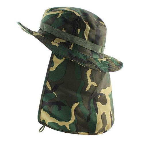 Men's And Women's Outdoor Camouflage Sunscreen Hat Anti Ultraviolet Fisherman's Hat Shawl Hat.Circumference 20-26 in. (50-66 cm)