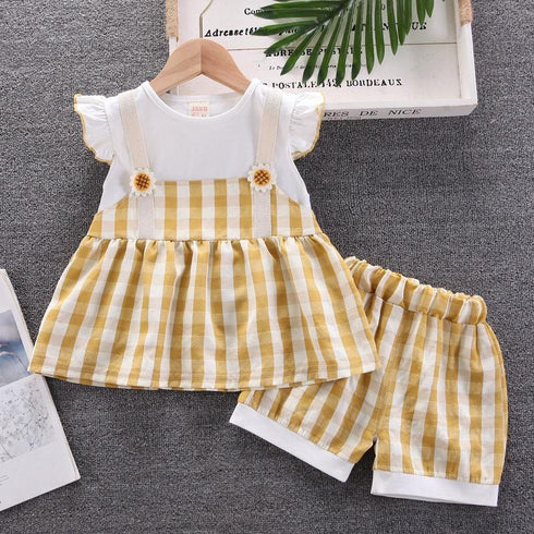 Girls short sleeve t-shirt two-piece summer