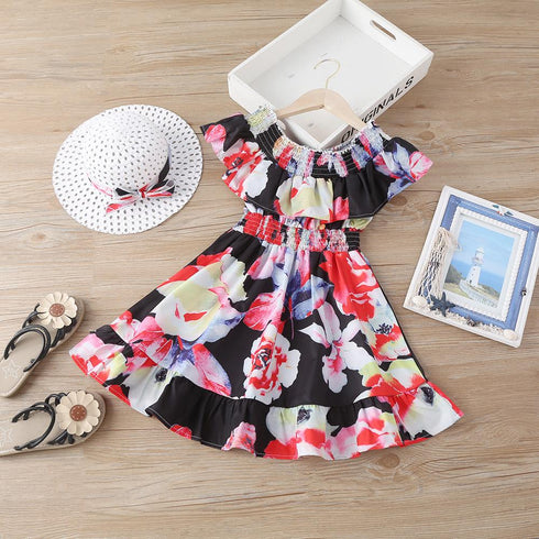 Summer Girl's Floral Waist Dress