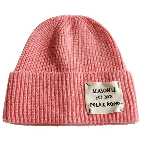 Cloth logo embroidery letter flanging knit cap 17.32-19.68 inches