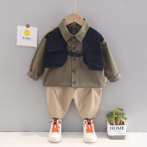 Boys spring and autumn leisure two-piece set