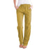 Solid cotton linen drawstring loose casual wide leg pants