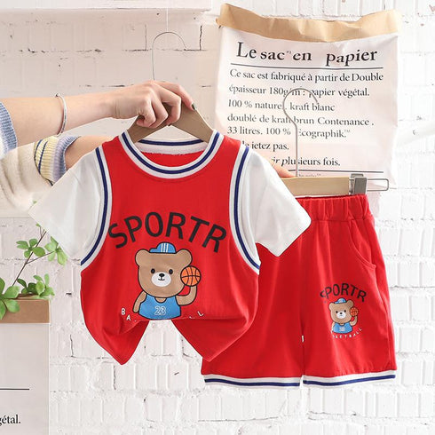 Round Neck Basketball Suit With Short Sleeves