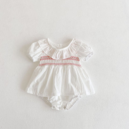 Summer pleated lotus collar short sleeve jumpsuit climbing suit
