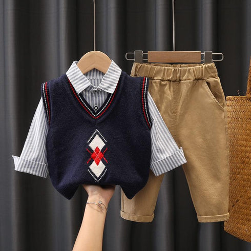 Boys Spring and Autumn Three-Piece Set
