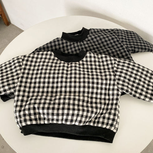 Children's Plaid Cotton Clothes with Cashmere Thickened Turtleneck