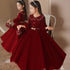 New Year's Christmas Dress Birthday Red Long Sleeve Velvet Princess Paggy Dress