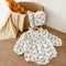 Infant double-sided cotton printing long sleeve ha jumpsuit triangle climbing clothing hat