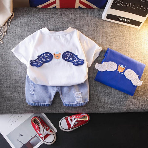 Round Neck Bear Short Sleeve Suit