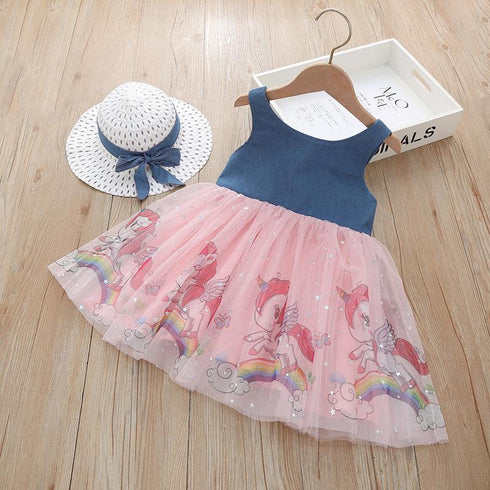 Girls' Summer Fashion Unicorn Dress