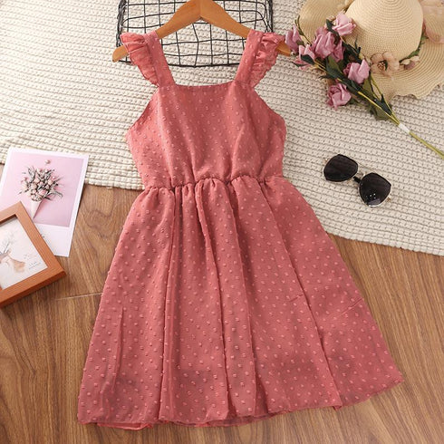 Girls Summer Suspender Little Bow Princess Dress