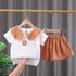 Girls' Flower Short Sleeve Suit Girls' Summer Clothes Shorts Two-piece Set