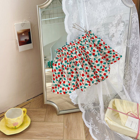 Summer shorts Joker floral high waist wide leg pants children's flower bract pants