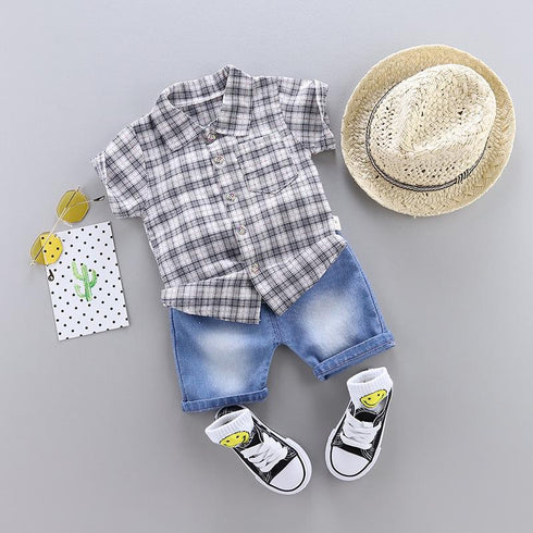 Boys summer short sleeve suit two-piece set