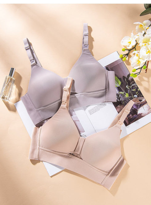 Modal silk gathers thin breast-feeding bra without steel ring