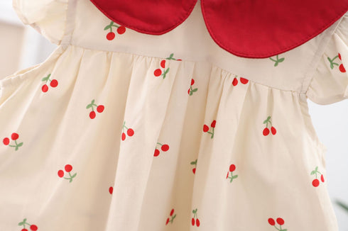 Girl's Dress Summer Girl's Toll-Neck Cotton Dress