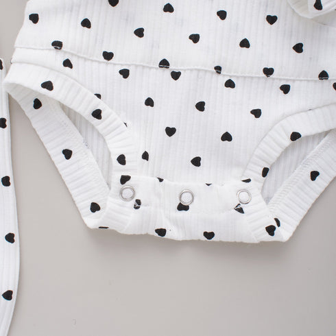 Spring and autumn cotton pit love printing ha coat hat and trousers two-piece set