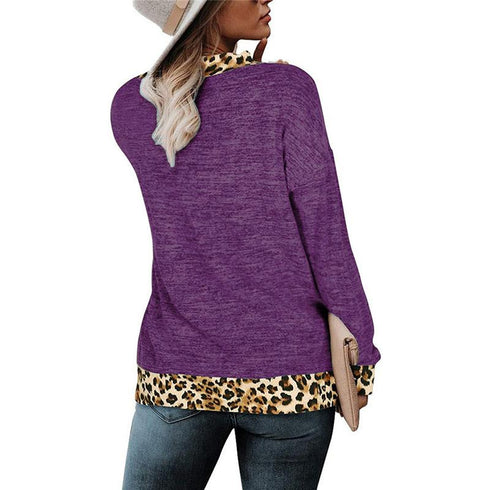 Long Sleeve Top with Leopard Print